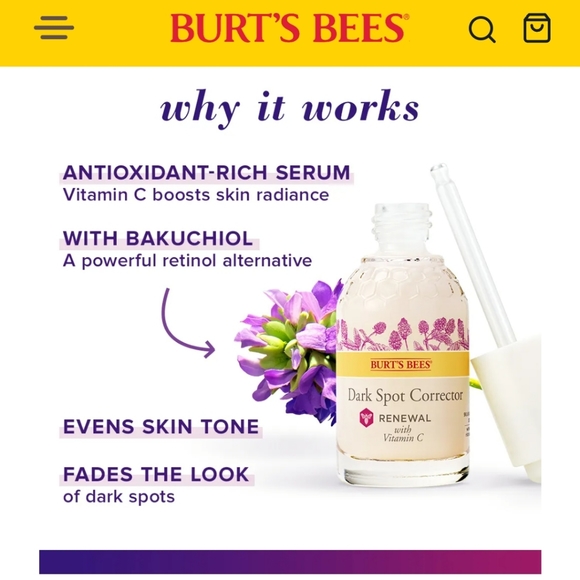 Burt's Bees Skincare Nwb Full Bottle Of Burts Bee Renewal Dark Spot